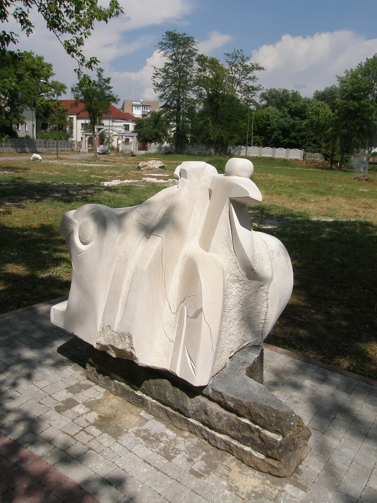 Image of ALLEGORY OF KHUST CITY   by Roman Kykta, size: 1500/1500/1000 мм, made of Marble travertine, Sculpture Symposiums medium, from Khust, Zakarpattia region. Photo 3 of 3.